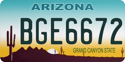AZ license plate BGE6672