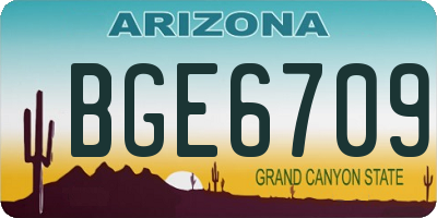 AZ license plate BGE6709