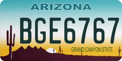 AZ license plate BGE6767