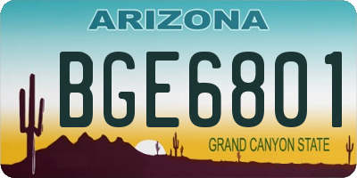 AZ license plate BGE6801