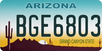 AZ license plate BGE6803