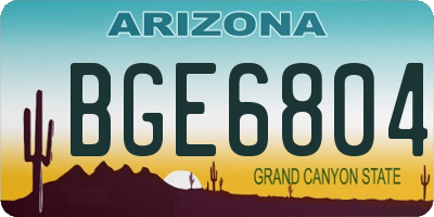 AZ license plate BGE6804