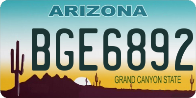 AZ license plate BGE6892