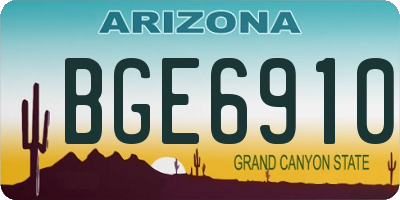 AZ license plate BGE6910