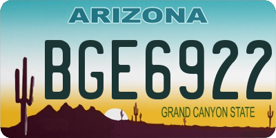 AZ license plate BGE6922
