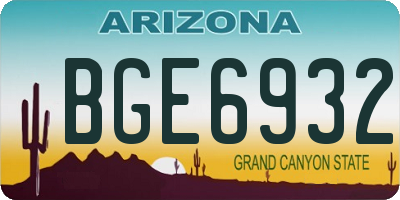 AZ license plate BGE6932