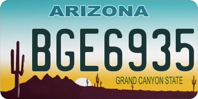 AZ license plate BGE6935