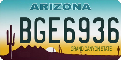 AZ license plate BGE6936