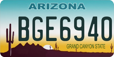 AZ license plate BGE6940