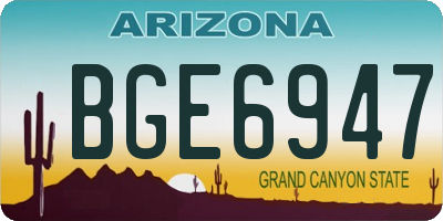 AZ license plate BGE6947