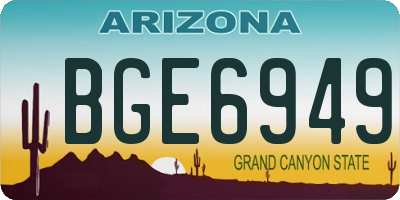AZ license plate BGE6949