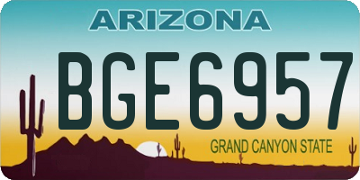 AZ license plate BGE6957