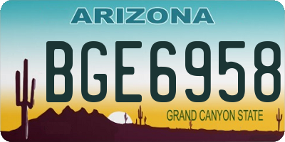 AZ license plate BGE6958