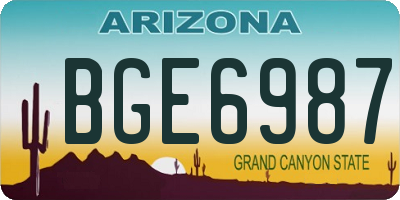 AZ license plate BGE6987