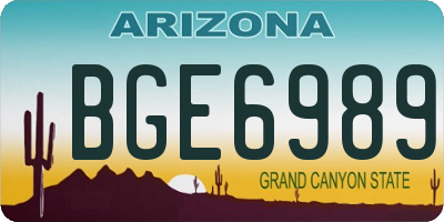 AZ license plate BGE6989