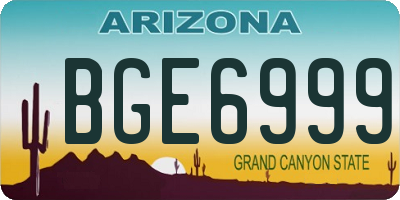 AZ license plate BGE6999