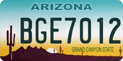 AZ license plate BGE7012