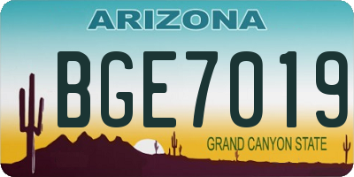 AZ license plate BGE7019