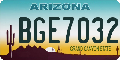 AZ license plate BGE7032