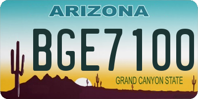 AZ license plate BGE7100