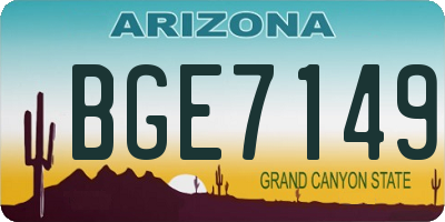 AZ license plate BGE7149