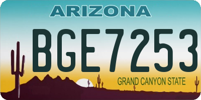 AZ license plate BGE7253