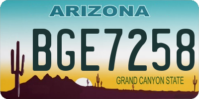 AZ license plate BGE7258