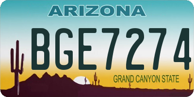 AZ license plate BGE7274