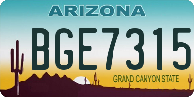 AZ license plate BGE7315