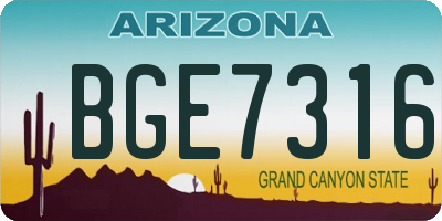 AZ license plate BGE7316