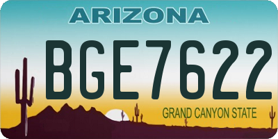 AZ license plate BGE7622
