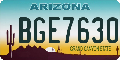 AZ license plate BGE7630