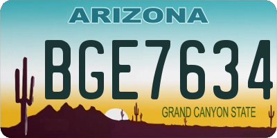 AZ license plate BGE7634