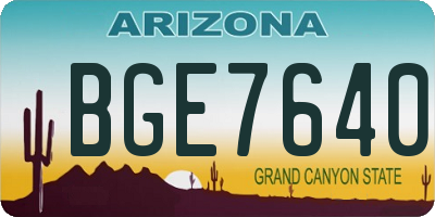 AZ license plate BGE7640