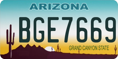 AZ license plate BGE7669