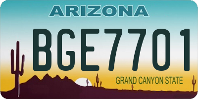 AZ license plate BGE7701