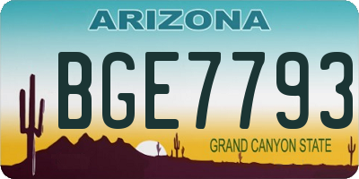 AZ license plate BGE7793