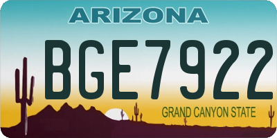 AZ license plate BGE7922