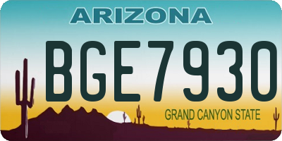 AZ license plate BGE7930