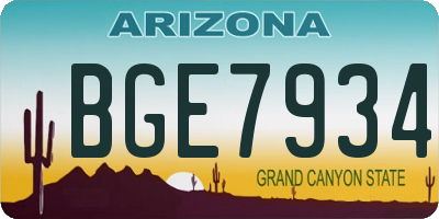 AZ license plate BGE7934