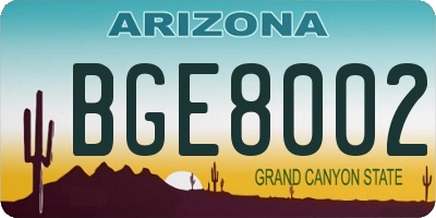 AZ license plate BGE8002
