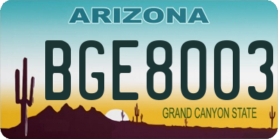 AZ license plate BGE8003