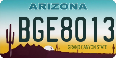 AZ license plate BGE8013