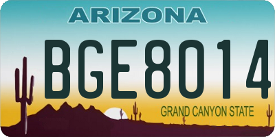 AZ license plate BGE8014