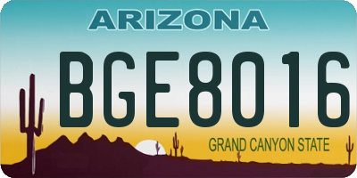 AZ license plate BGE8016