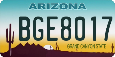 AZ license plate BGE8017