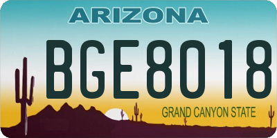 AZ license plate BGE8018