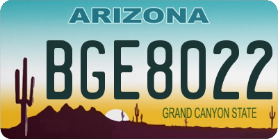 AZ license plate BGE8022