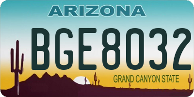 AZ license plate BGE8032