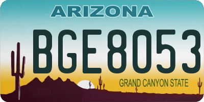 AZ license plate BGE8053